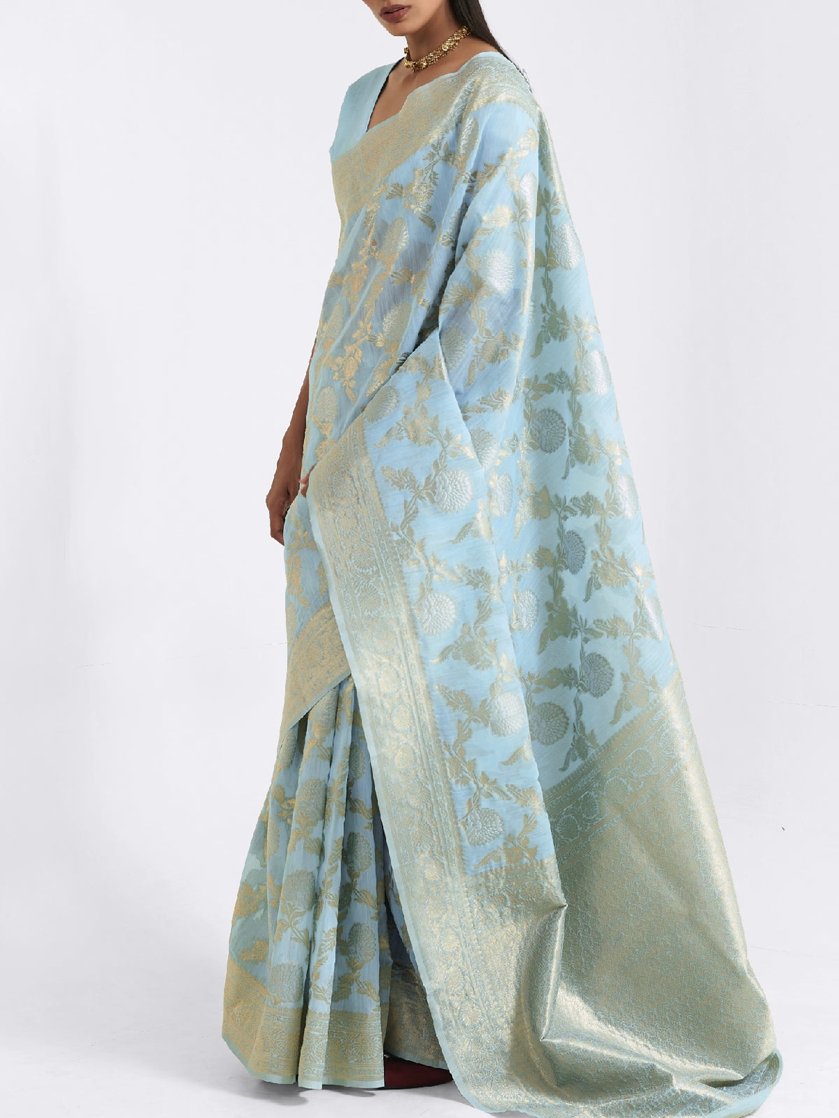 Benarsi woven Linen saree