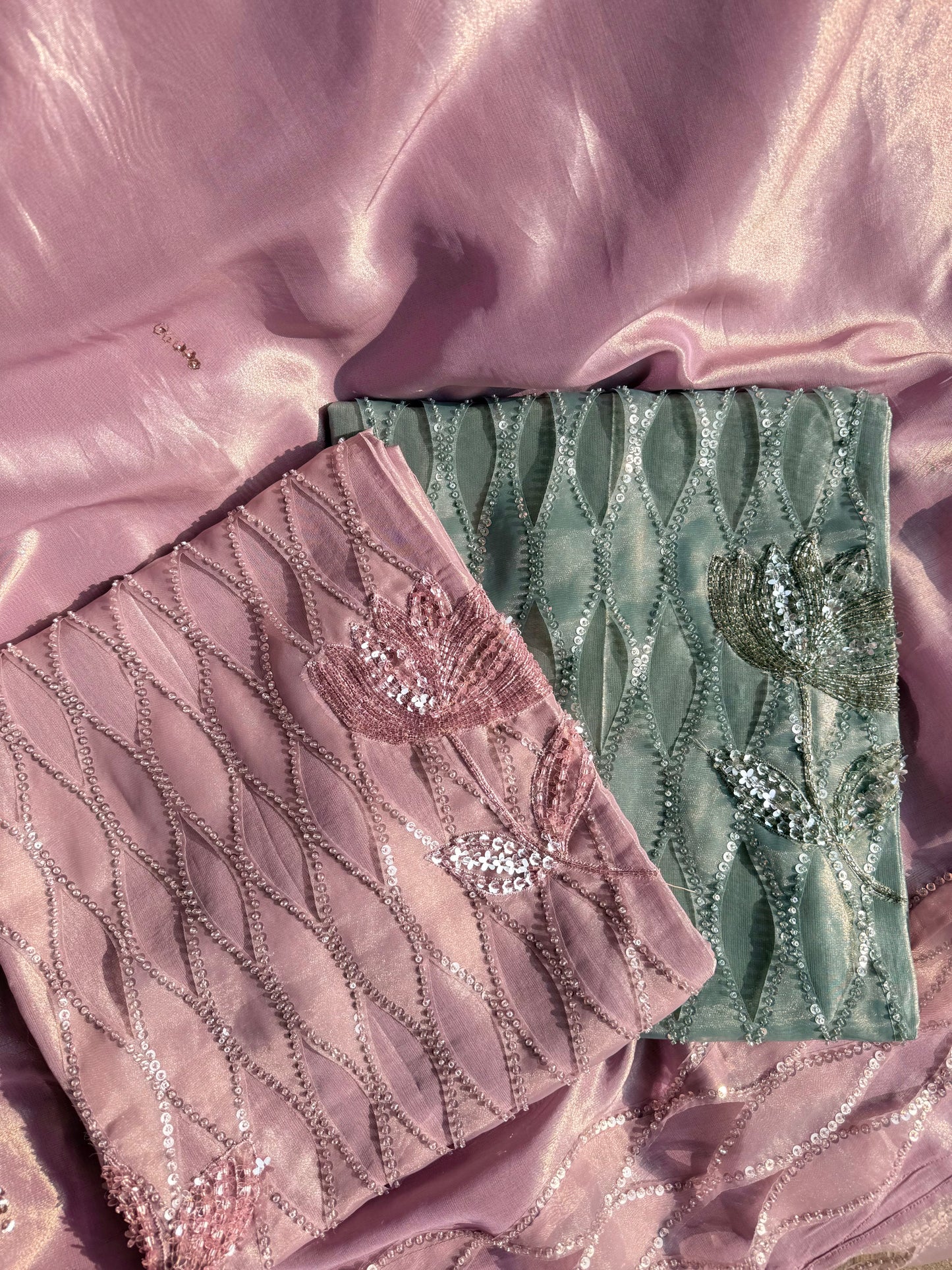 Luxurious cutwork Tissue silk suit