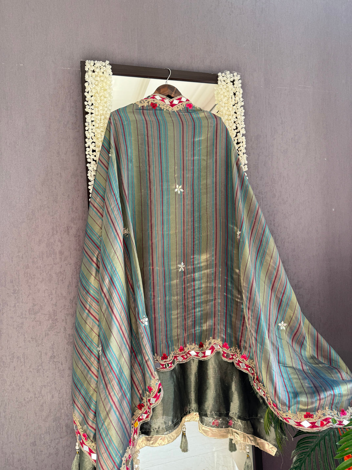 Luxurious mettalic Mirrorwork suit