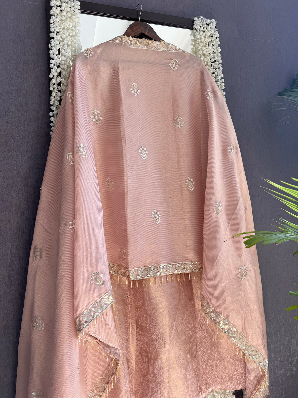 Luxurious Tissue Brocade gota appliqué work suit