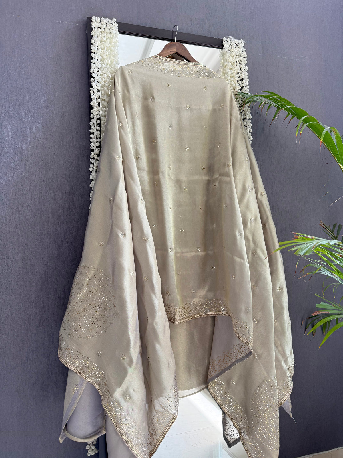 Luxurious Tissue silk mukaish suit