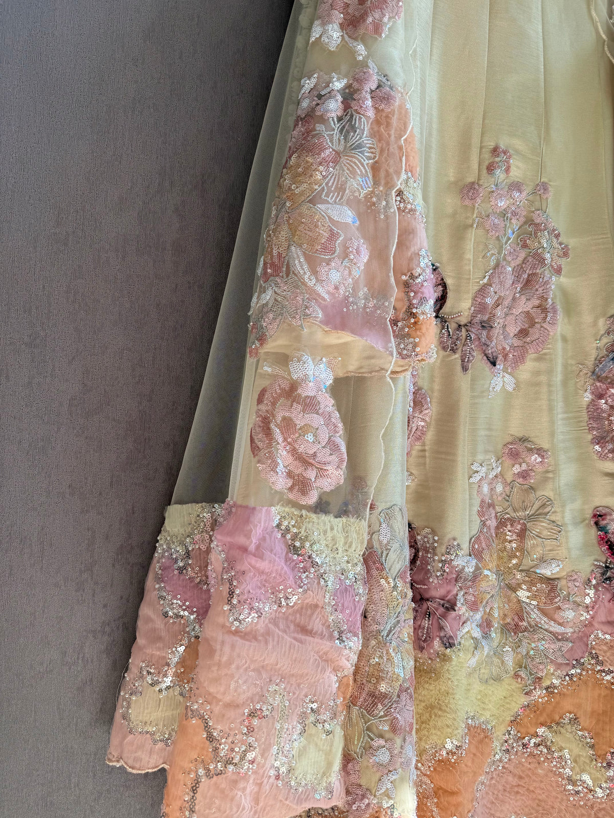 Luxurious appliqué birds Anarkali suit