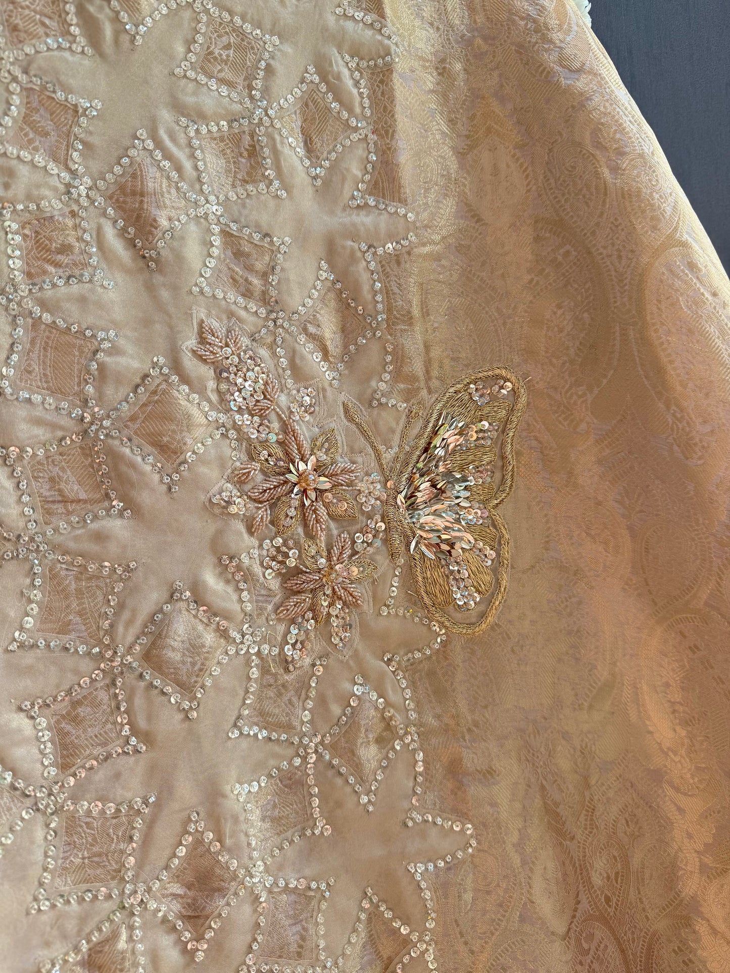 Luxurious brocade cutwork Tissue silk suit