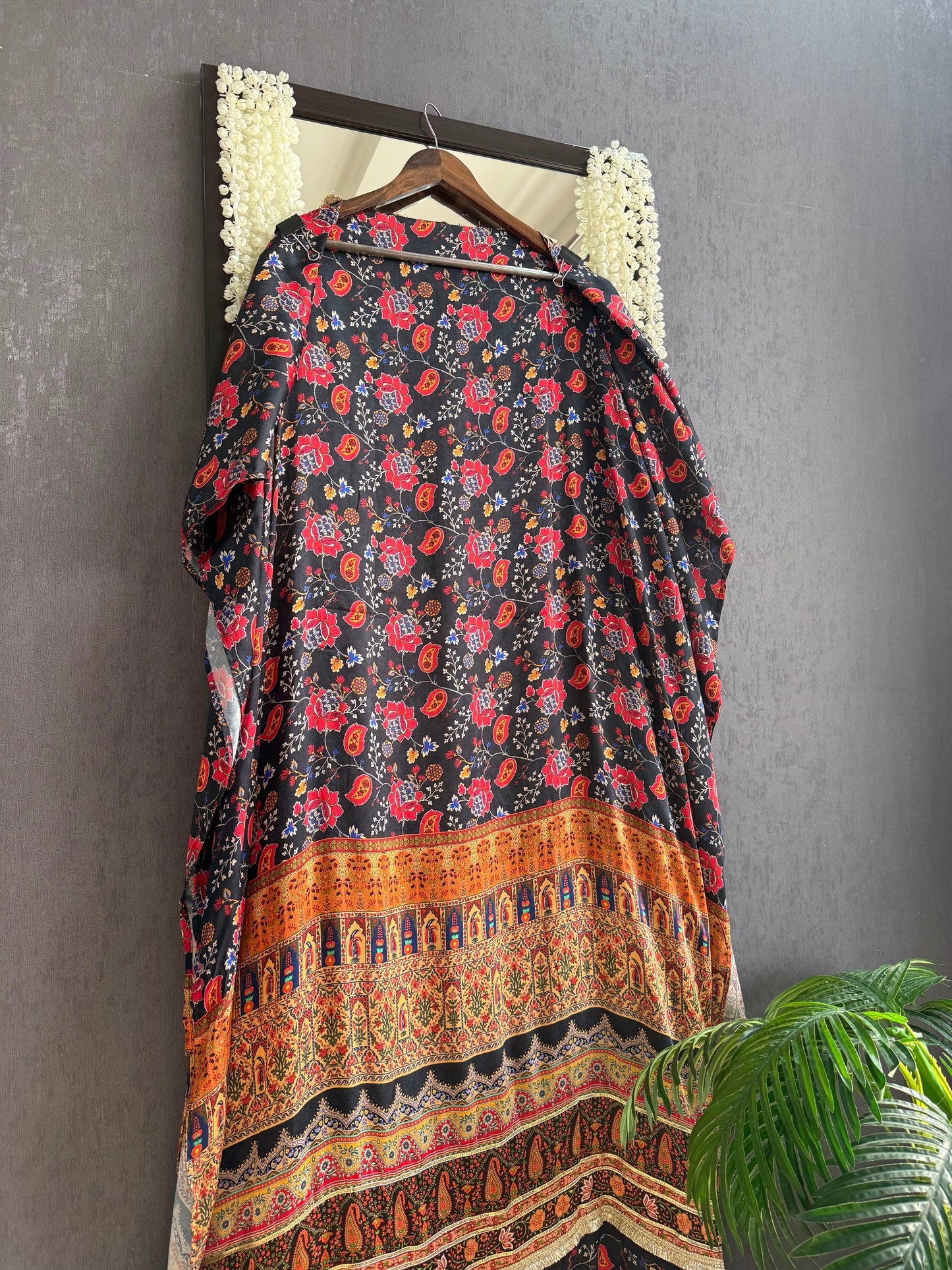 Pure satin crepe gota work suit