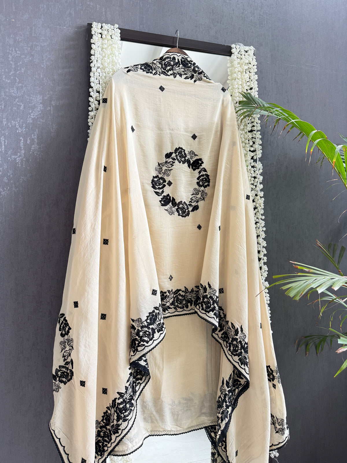 Luxurious Mul chanderi Parsi work florals suit