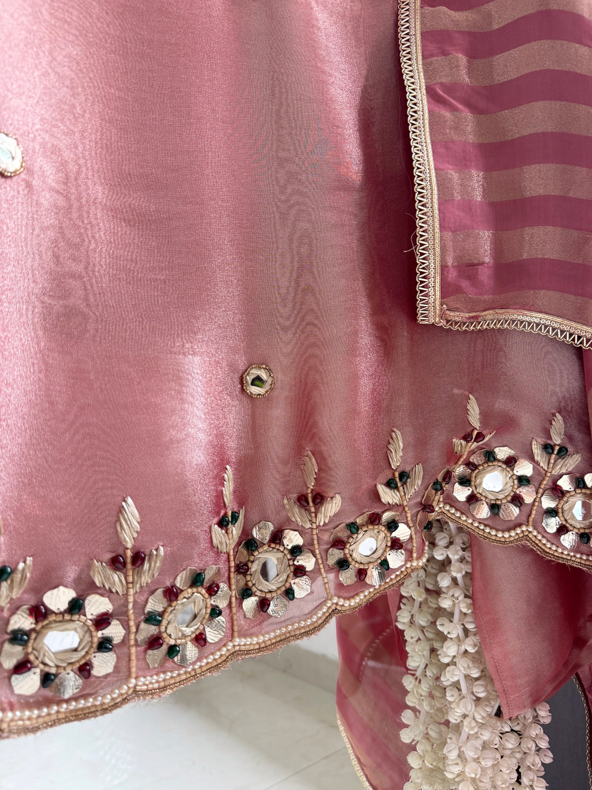 Luxurious leather patti bejewelled suit
