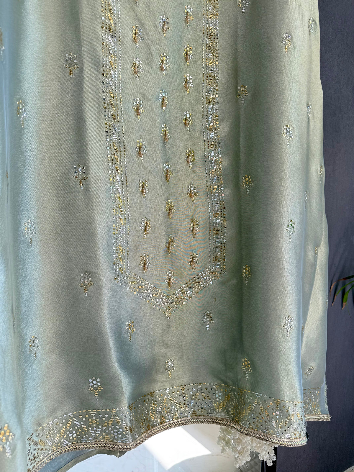 Luxurious Tissue silk mukaish suit