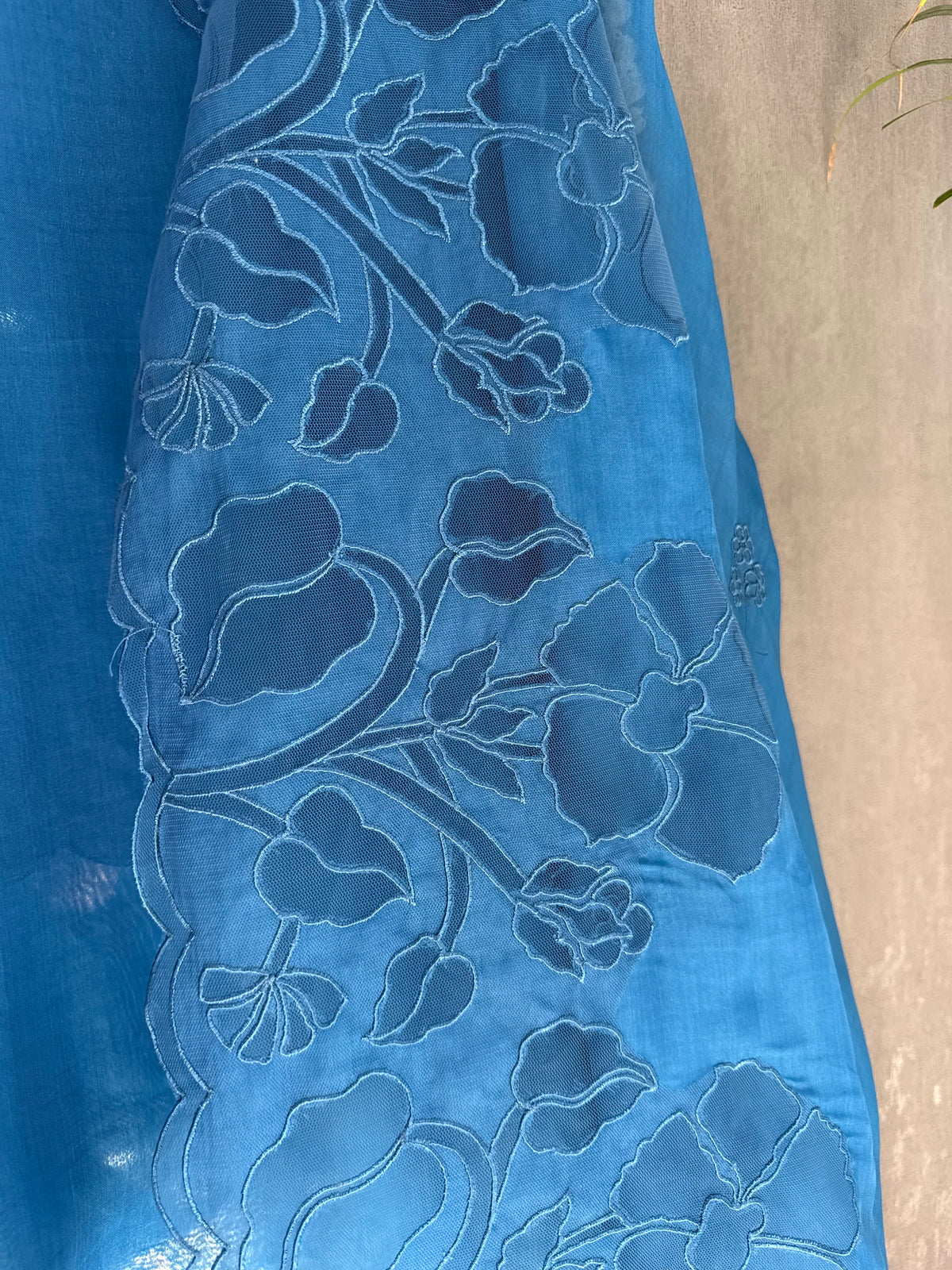 Organza monochromatic appliqué suit