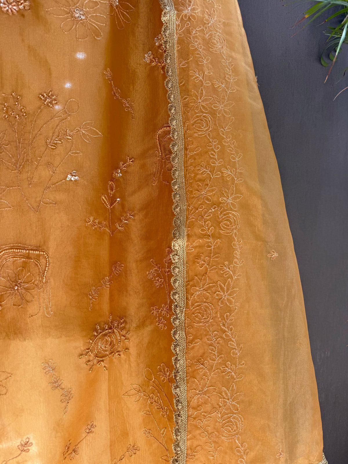 Premium tissue organza aari embroidered suit