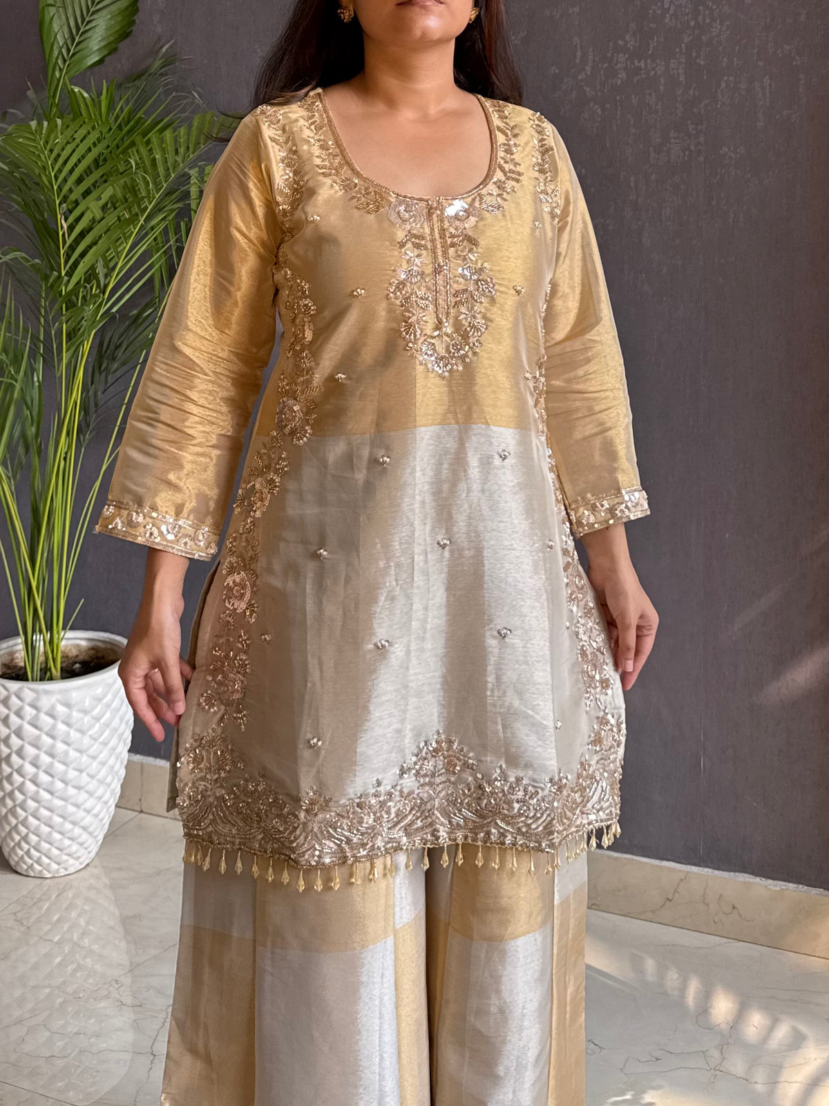 Mettalic Handwork sharara set