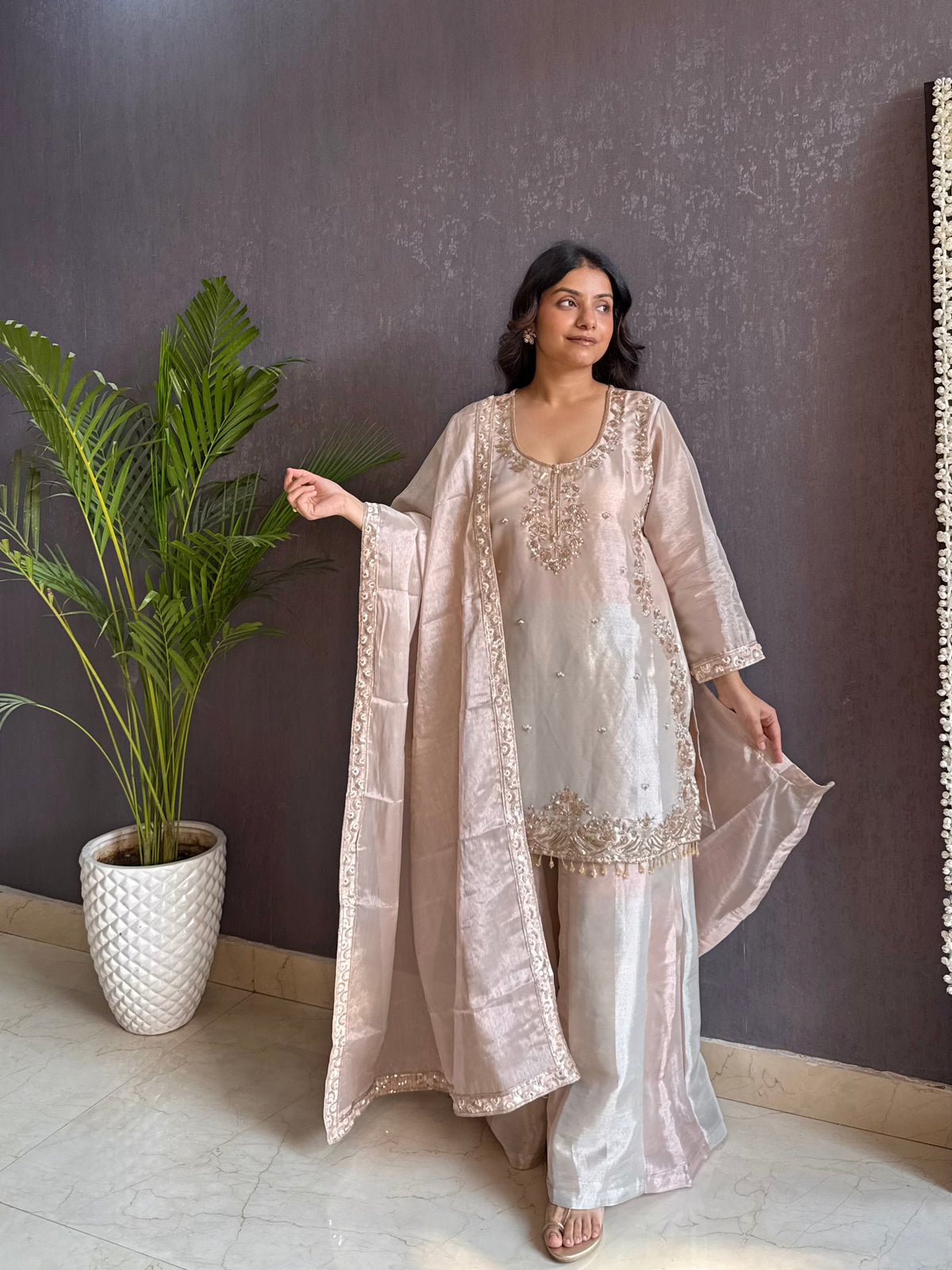 Mettalic Handwork sharara set