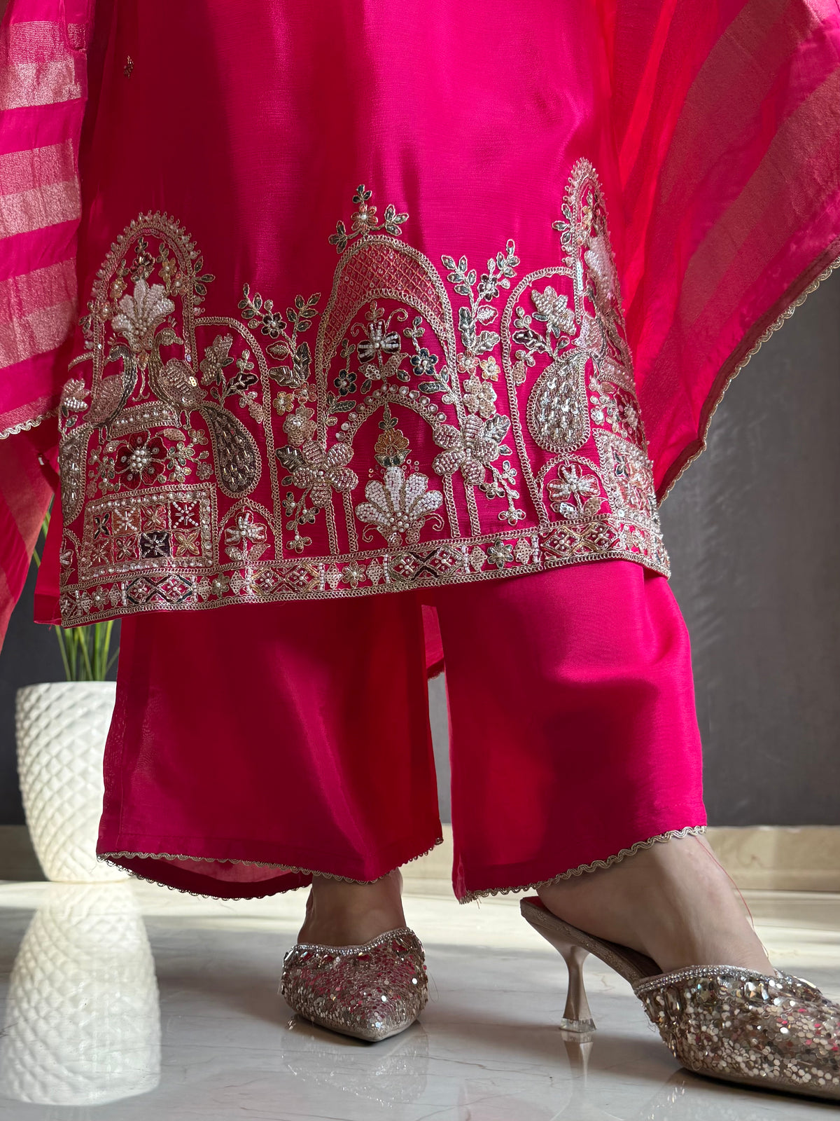 Chinon silk Peacock handwork suit set