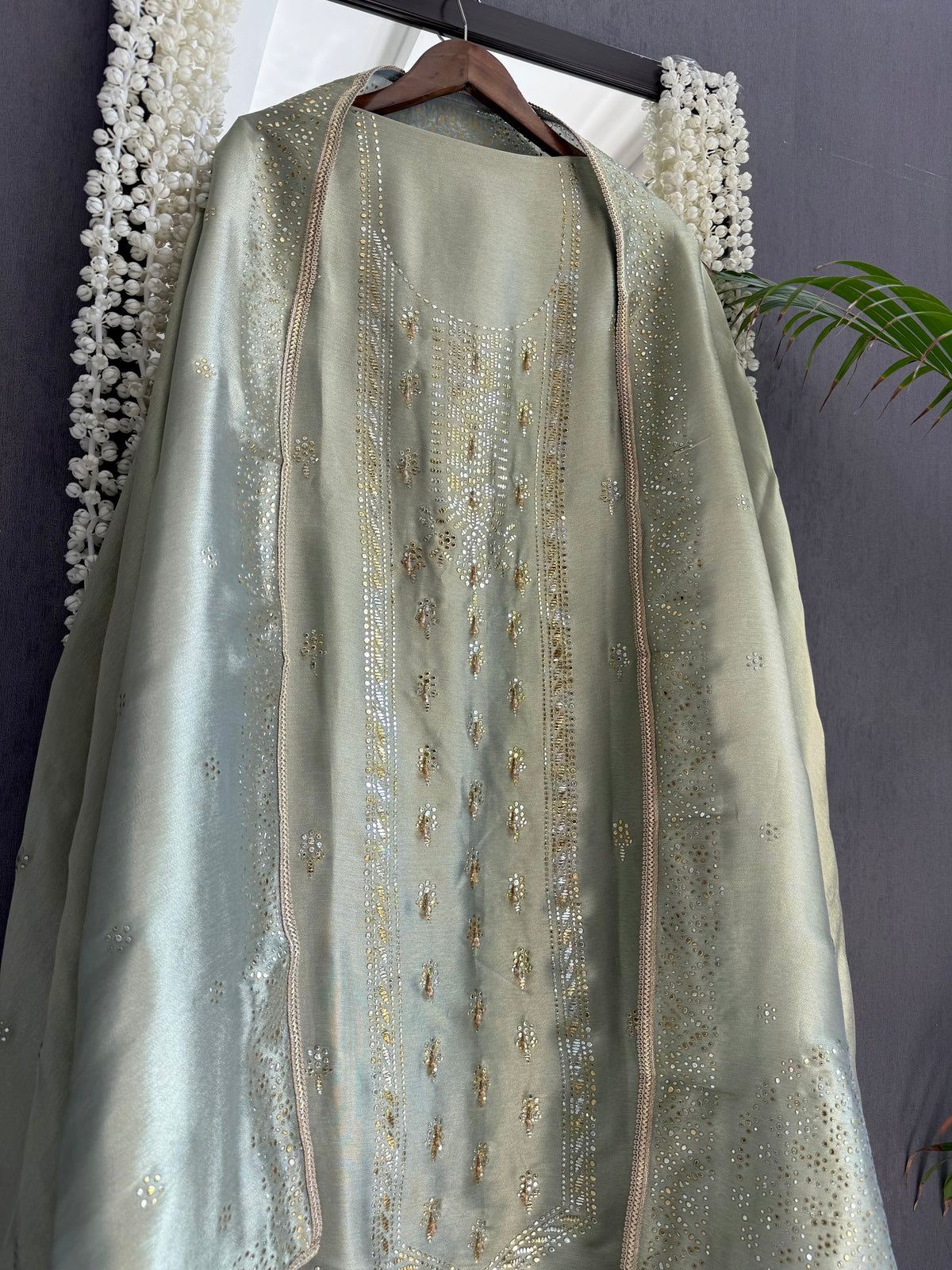 Luxurious Tissue silk mukaish suit