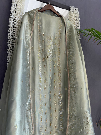 Luxurious Tissue silk mukaish suit