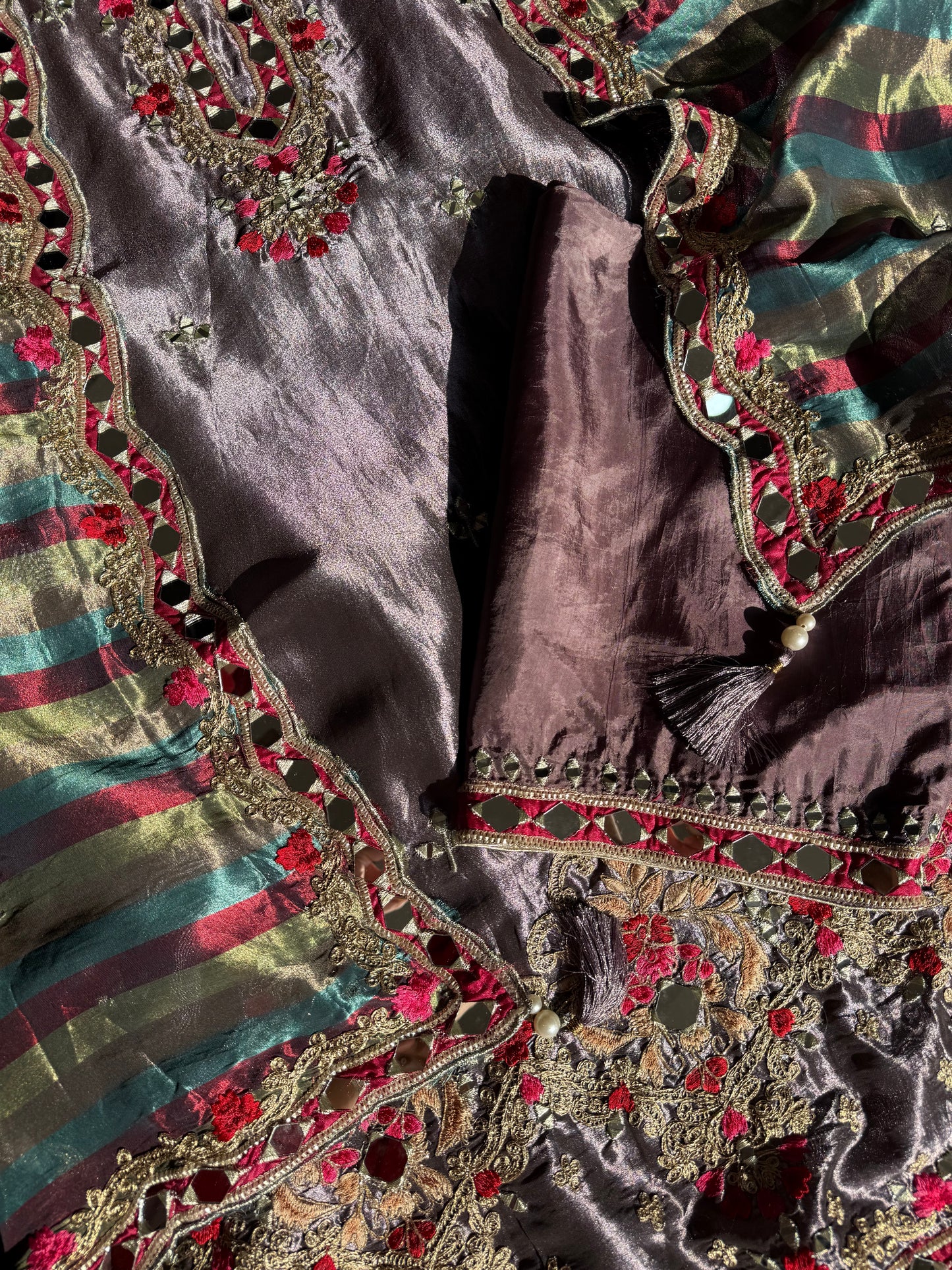 Luxurious mettalic Mirrorwork suit