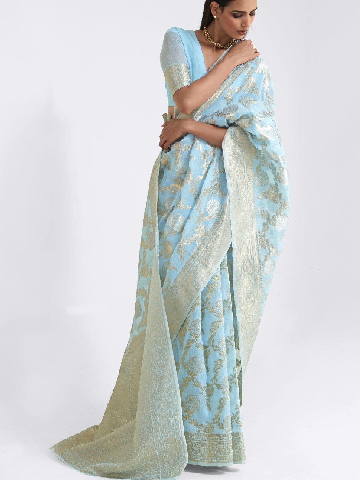 Benarsi woven Linen saree