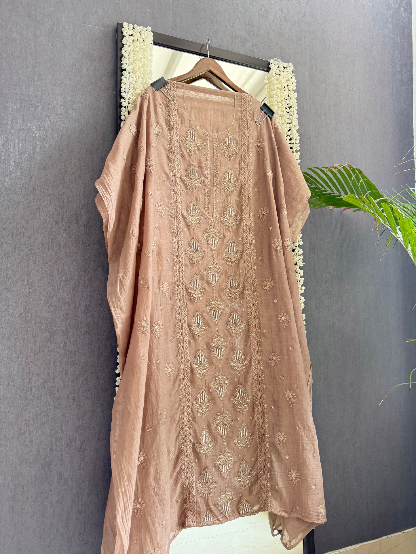 Luxurious Mul chanderi lucknowi handwork suit