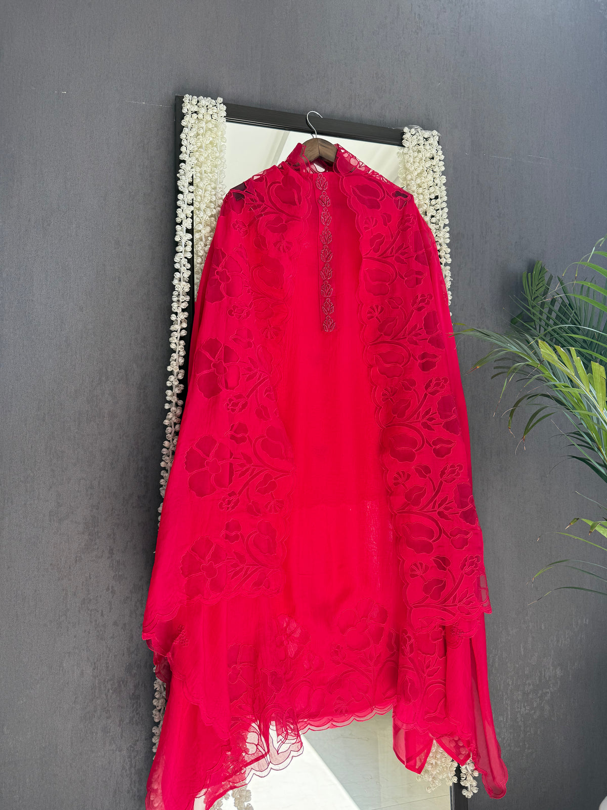 Organza monochromatic appliqué suit