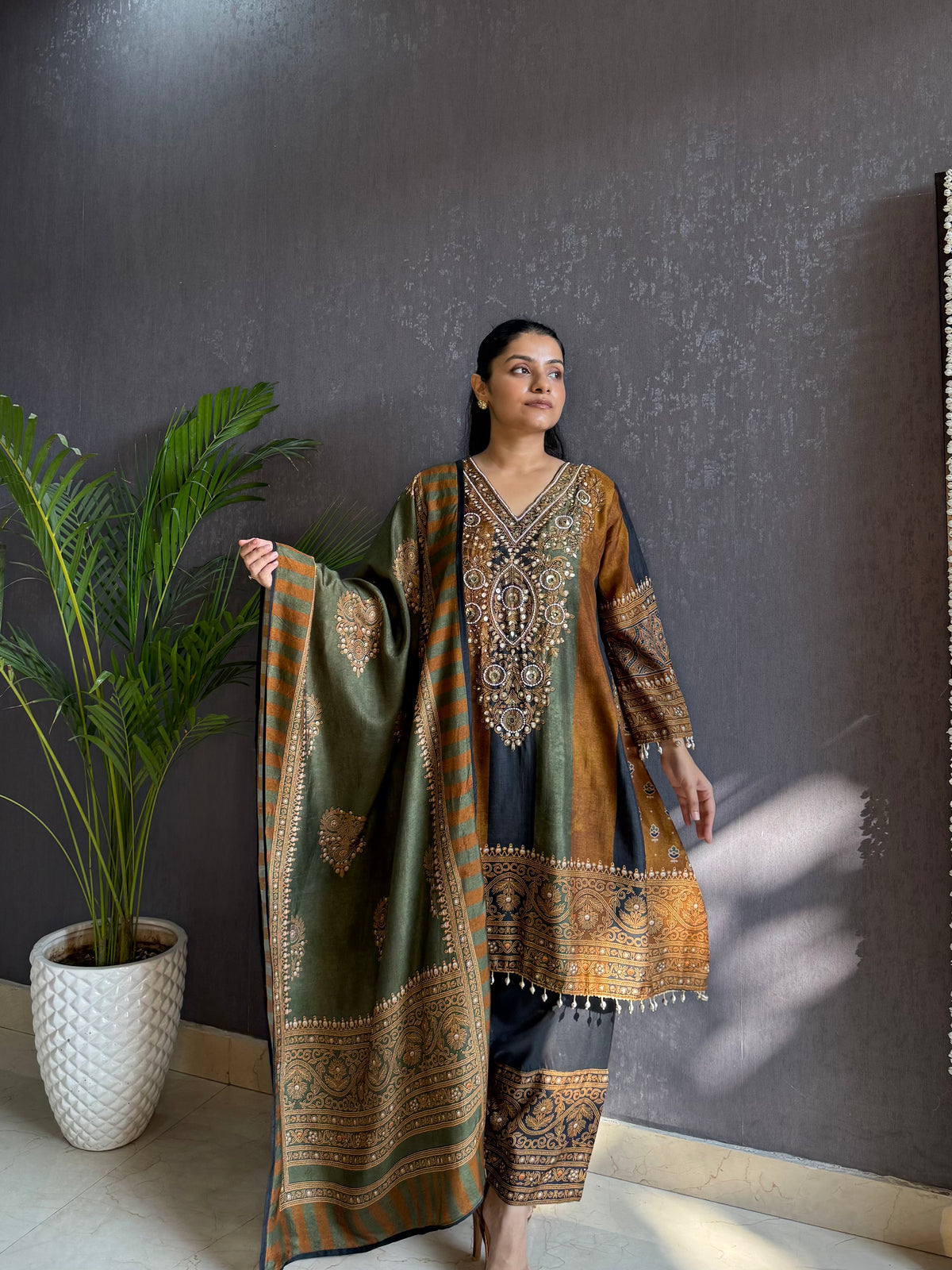 Premium silk ajrakh set