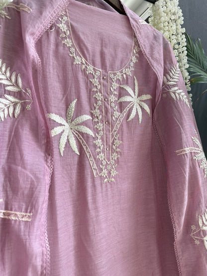 Luxurious Mul chanderi tropical trees suit