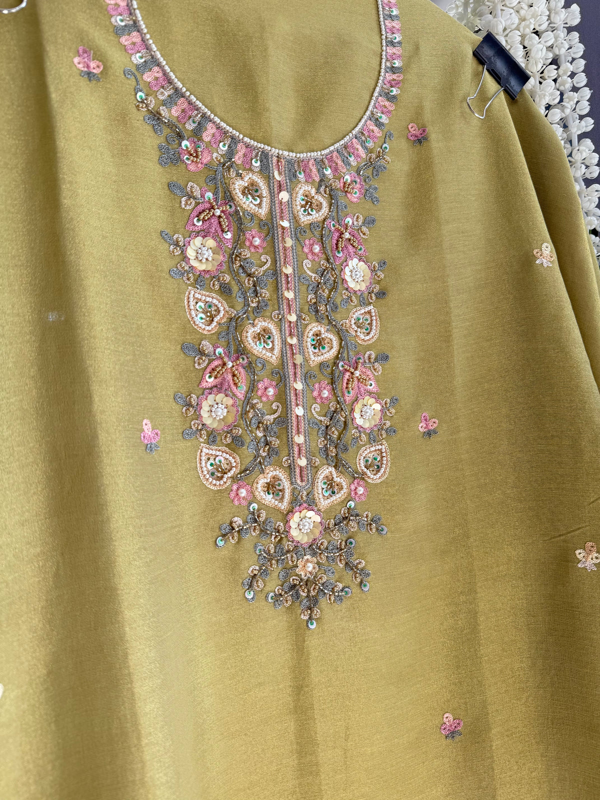 Premium tissue silk hand embroidered suit