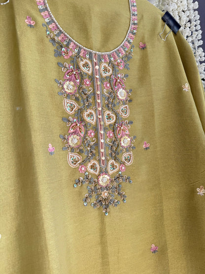 Premium tissue silk hand embroidered suit