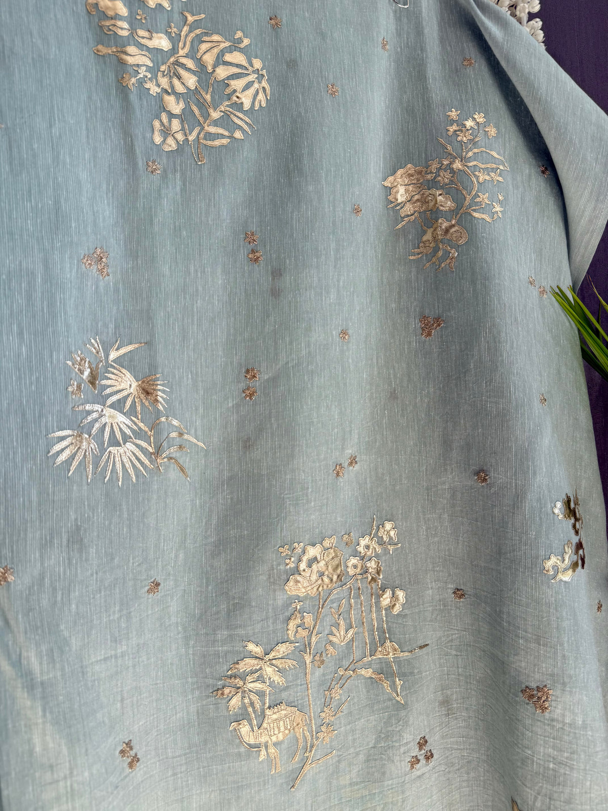 Luxurious Mul chanderi gota appliqué work suit