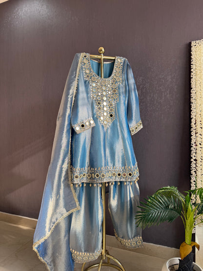 Luxurious mirrorwork anarkali set