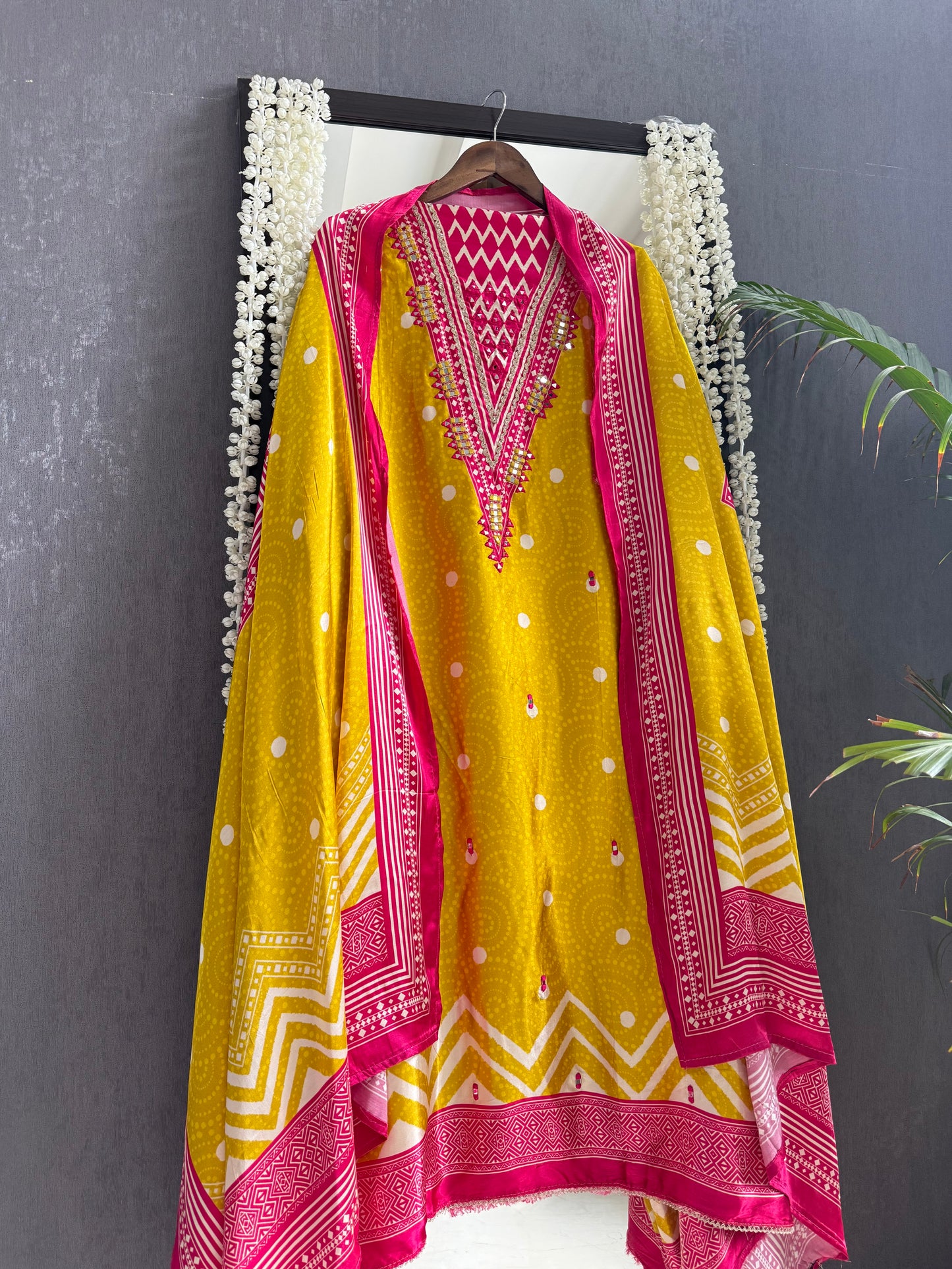 Modal silk mirror work suits