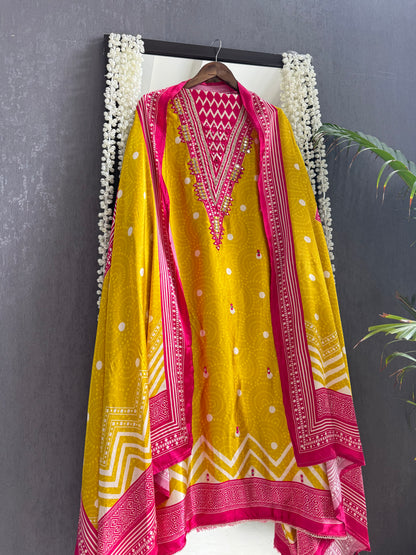 Modal silk mirror work suits
