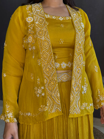 Lehenga jacket handwork dress