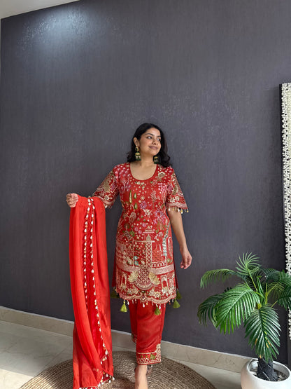 Luxurious raw silk Handwork set