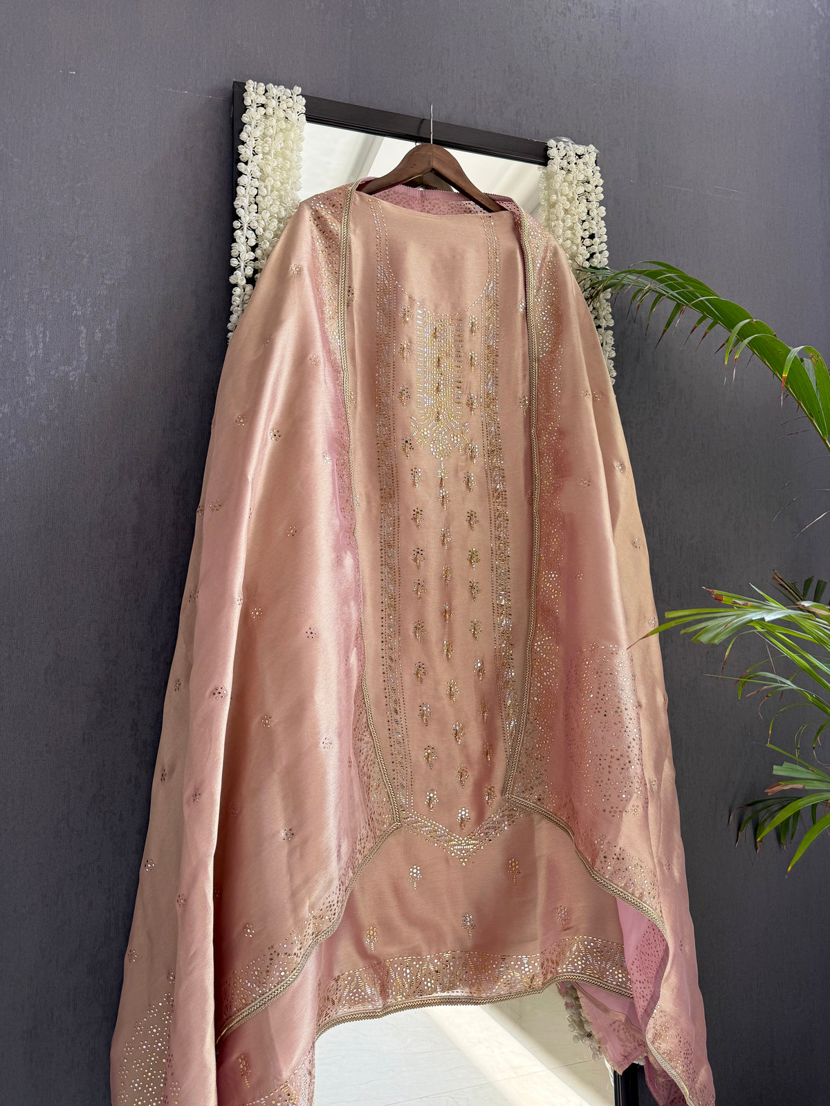 Luxurious Tissue silk mukaish suit