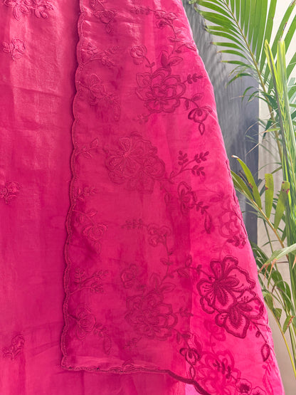Luxurious monochromatic thread work suit