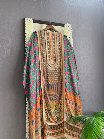 Pure satin crepe gota work suit