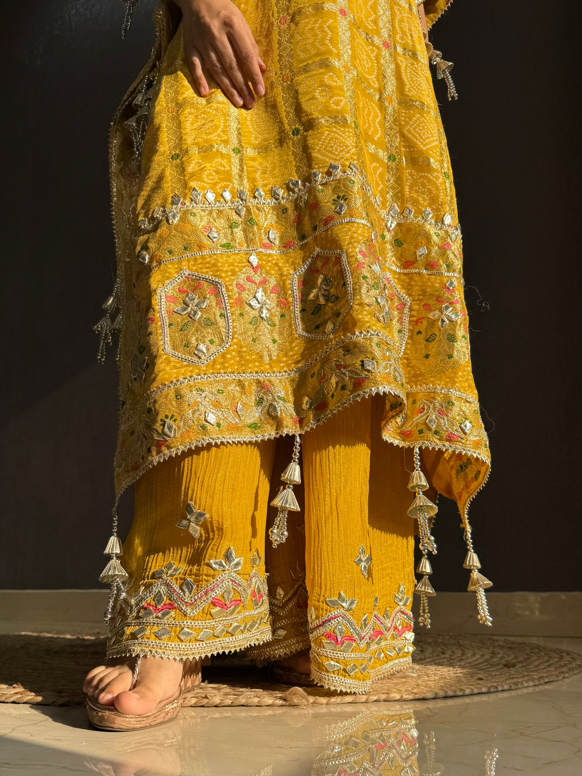 Luxurious gharchola bandhej kaftan set