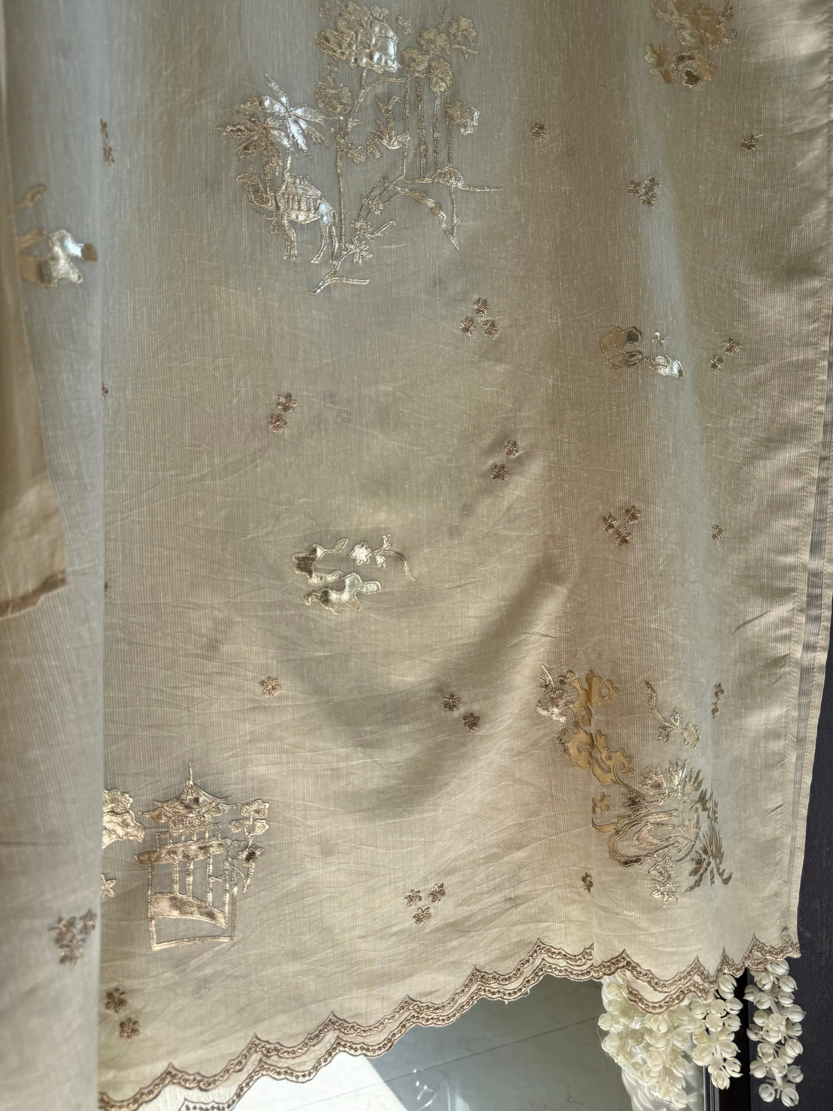 Luxurious Mul chanderi gota appliqué work suit