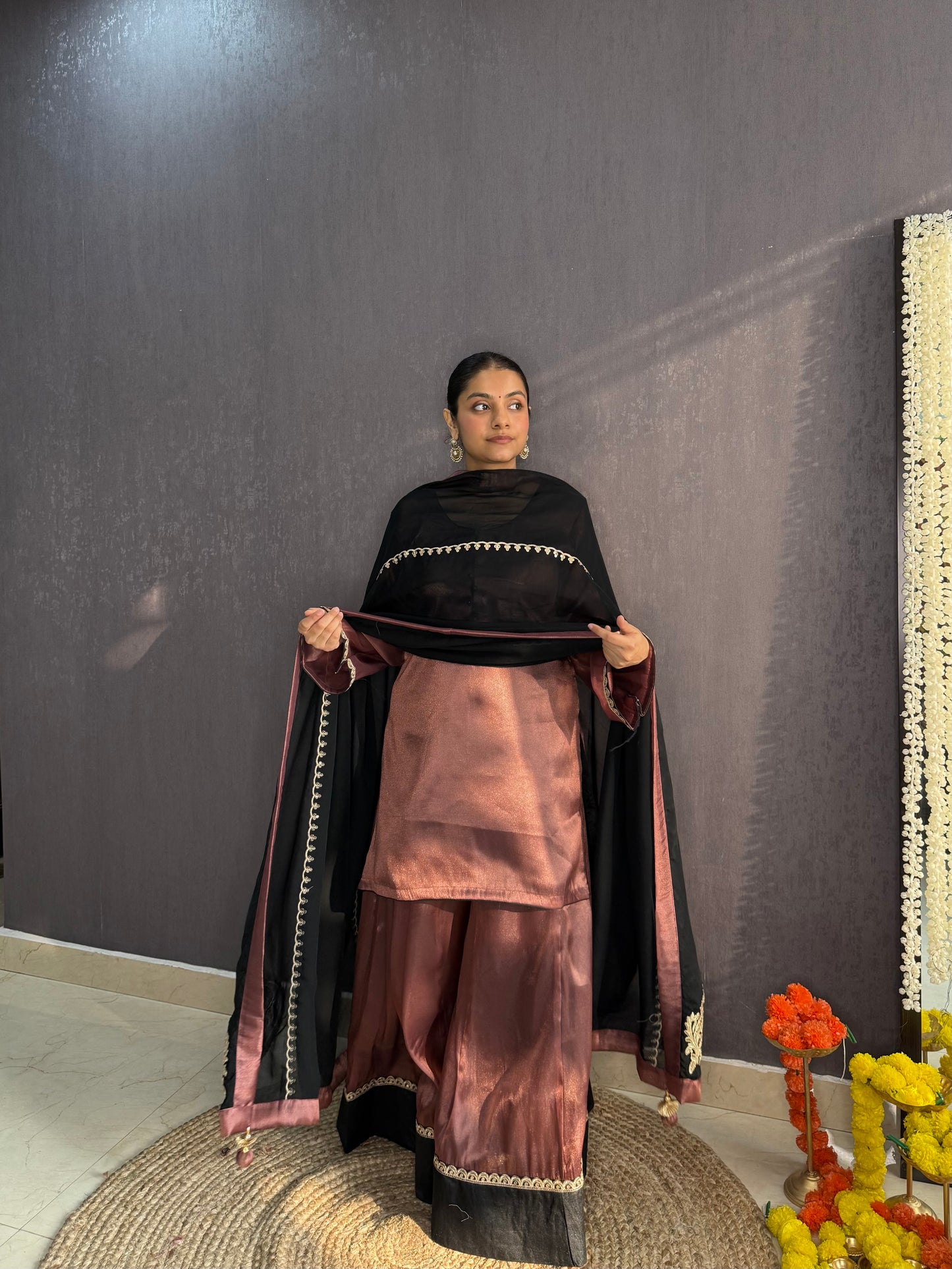 Luxurious metallic sharara set
