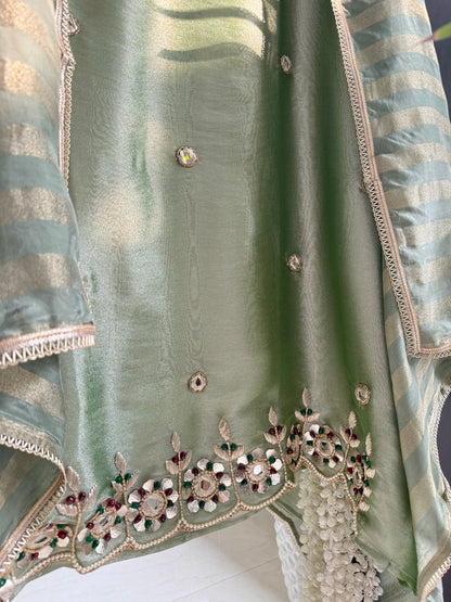 Luxurious leather patti bejewelled suit