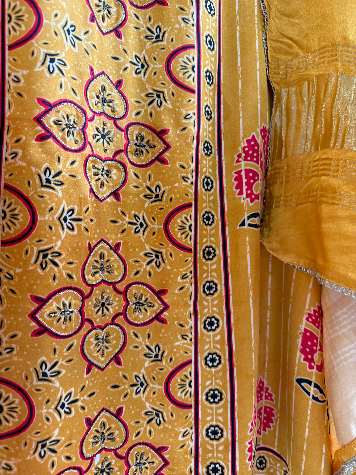 Gajji silk ajrakh Handwork suits
