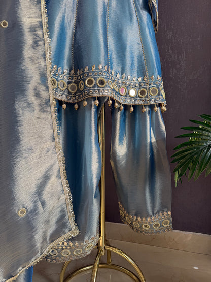 Luxurious mirrorwork anarkali set
