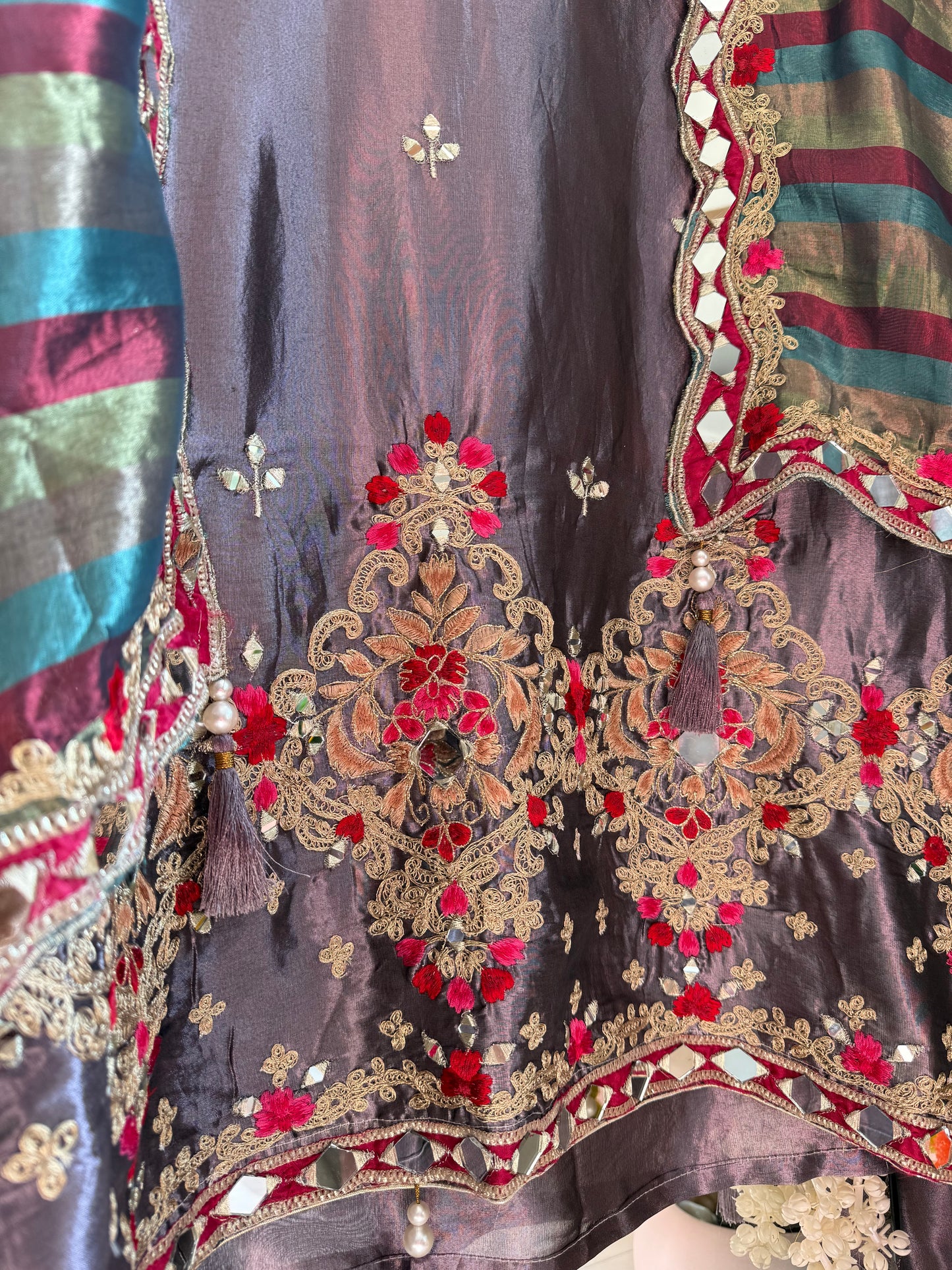 Luxurious mettalic Mirrorwork suit
