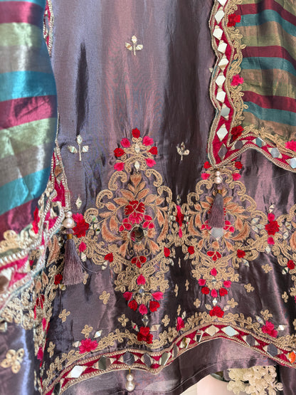 Luxurious mettalic Mirrorwork suit