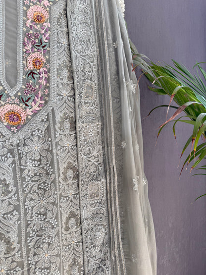 Lucknowi embroidered handwork suit
