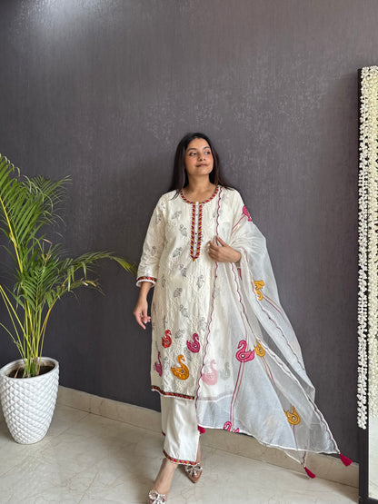 Mul cotton designer swans suit