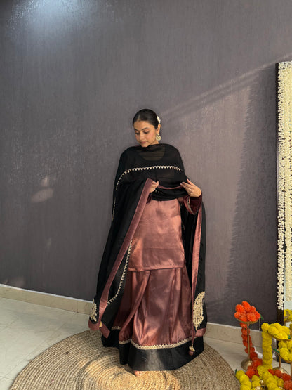 Luxurious metallic sharara set