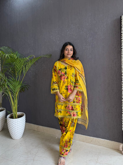 Cotton farshi floral set