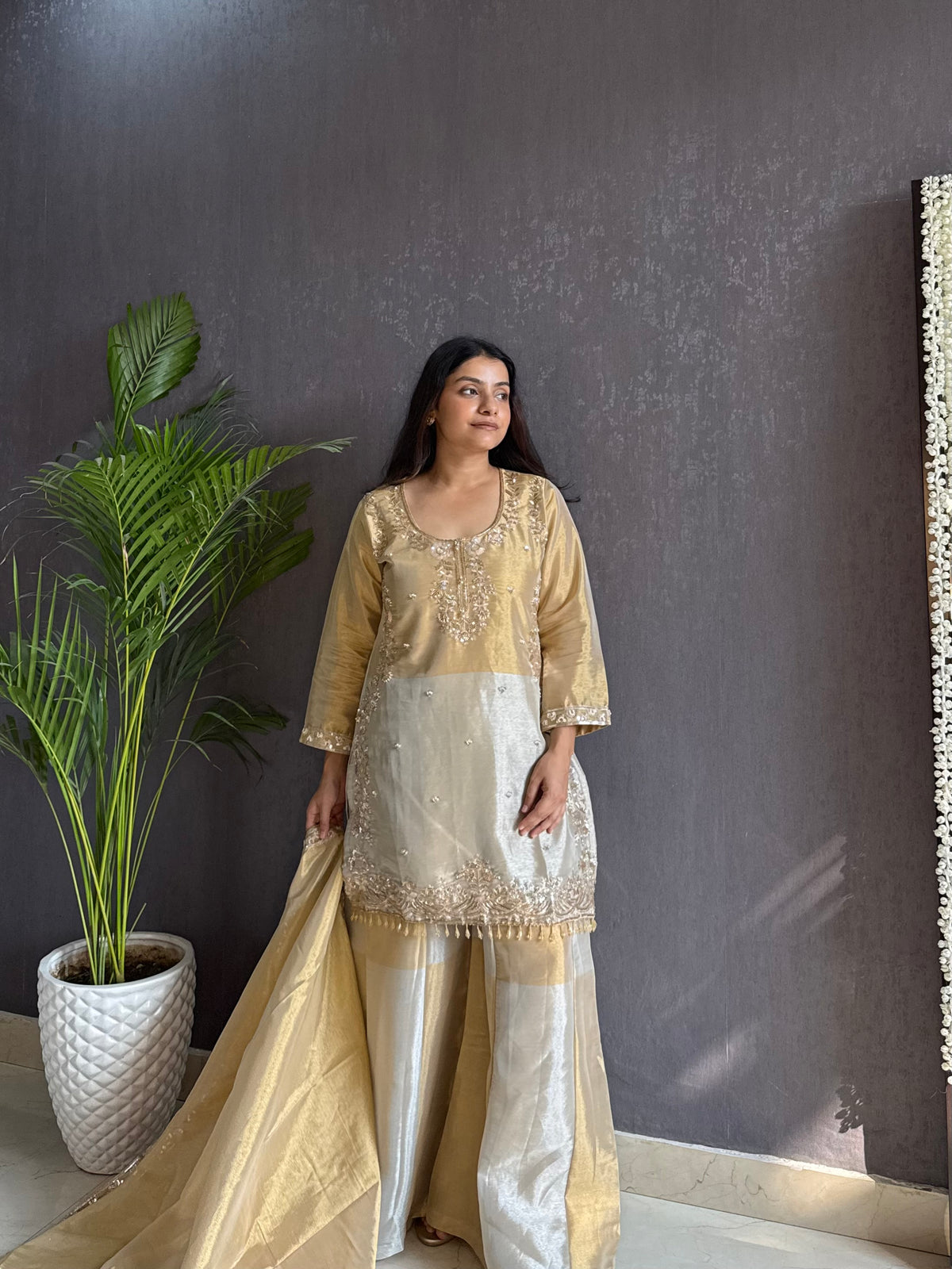 Mettalic Handwork sharara set