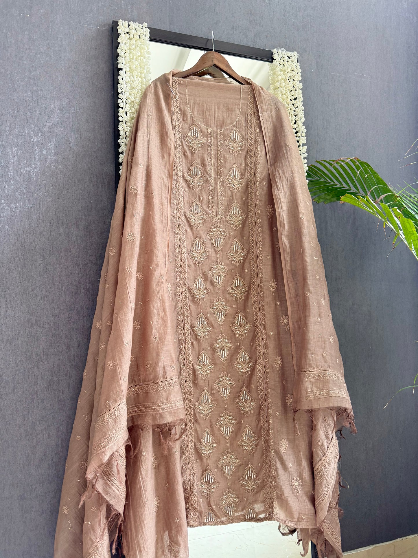 Luxurious Mul chanderi lucknowi handwork suit