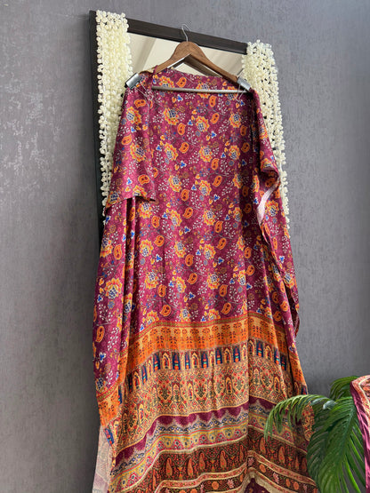 Pure satin crepe gota work suit